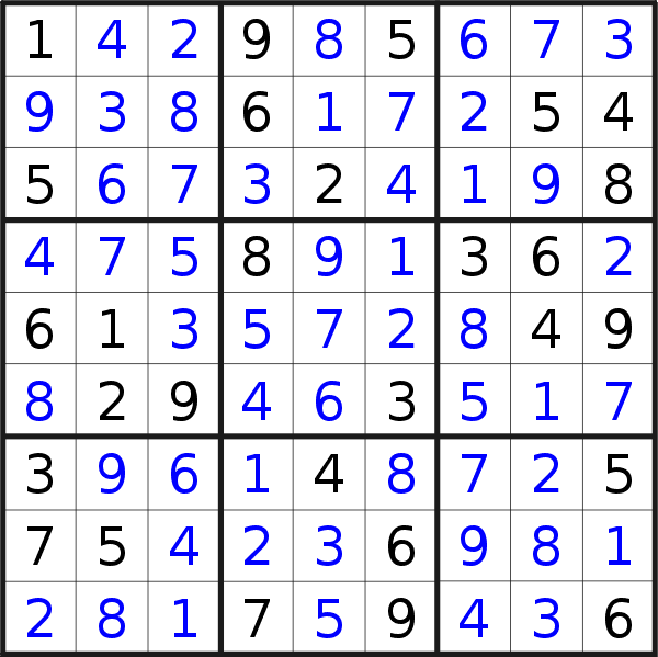 Sudoku solution for puzzle published on Thursday, 15th of March 2018