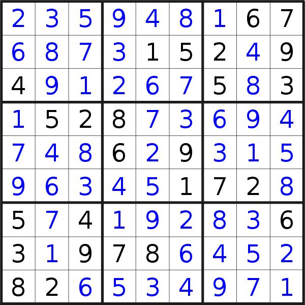 Sudoku solution for puzzle published on Friday, 16th of March 2018