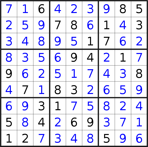 Sudoku solution for puzzle published on Sunday, 18th of March 2018