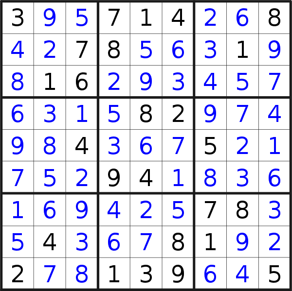 Sudoku solution for puzzle published on Tuesday, 20th of March 2018