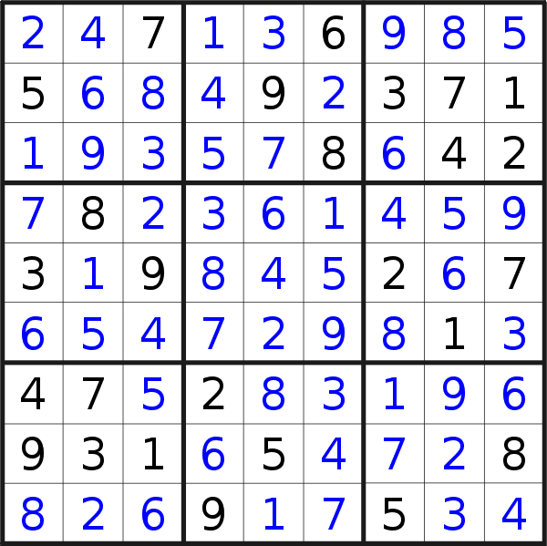Sudoku solution for puzzle published on Wednesday, 21st of March 2018