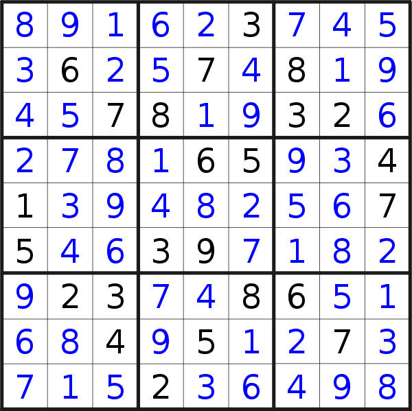 Sudoku solution for puzzle published on Thursday, 22nd of March 2018