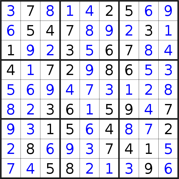 Sudoku solution for puzzle published on Friday, 23rd of March 2018