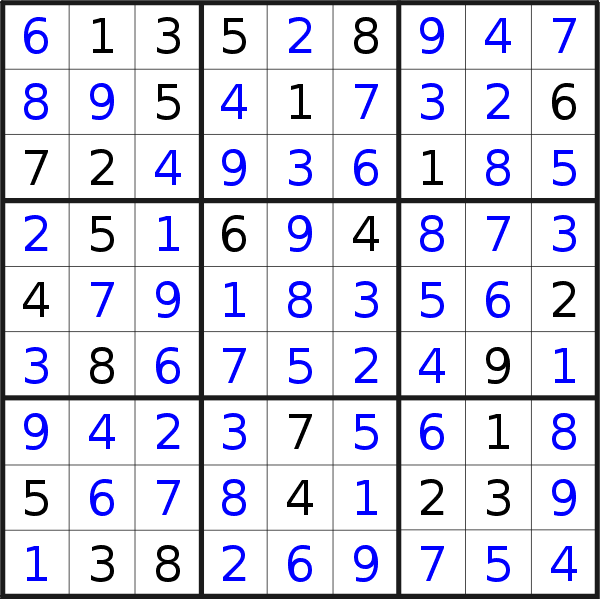 Sudoku solution for puzzle published on Wednesday, 28th of March 2018