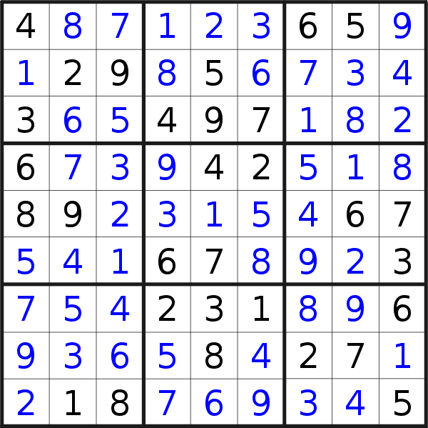Sudoku solution for puzzle published on Monday, 2nd of April 2018