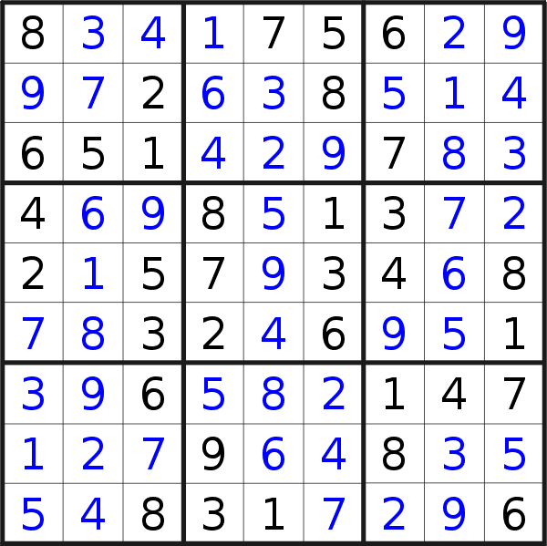Sudoku solution for puzzle published on Tuesday, 3rd of April 2018