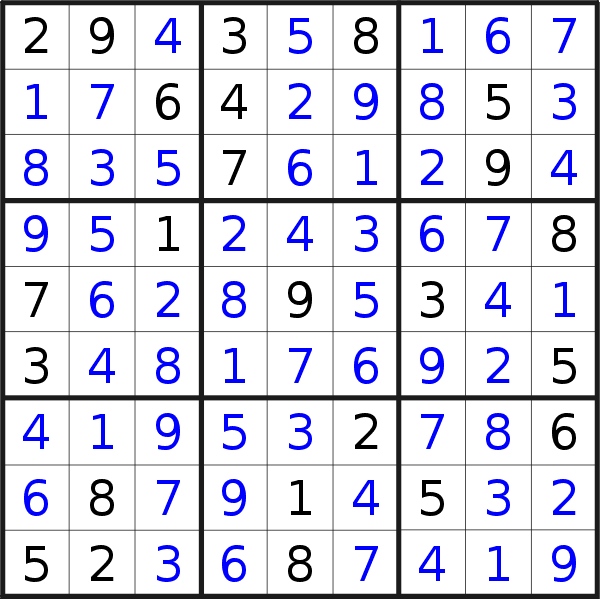 Sudoku solution for puzzle published on Wednesday, 4th of April 2018