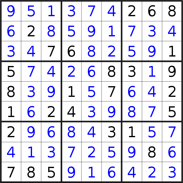 Sudoku solution for puzzle published on Saturday, 7th of April 2018