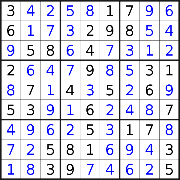 Sudoku solution for puzzle published on Sunday, 8th of April 2018