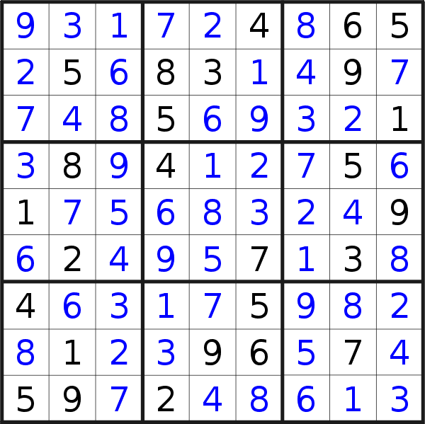 Sudoku solution for puzzle published on Monday, 9th of April 2018