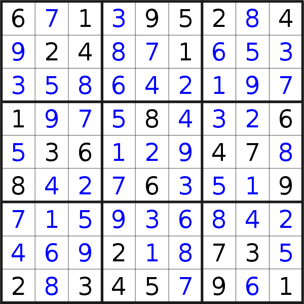 Sudoku solution for puzzle published on Tuesday, 10th of April 2018