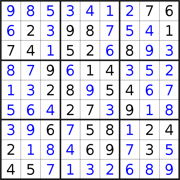 Sudoku solution for puzzle published on Wednesday, 11th of April 2018