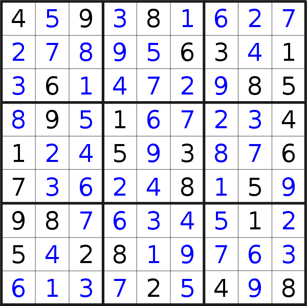 Sudoku solution for puzzle published on Friday, 13th of April 2018