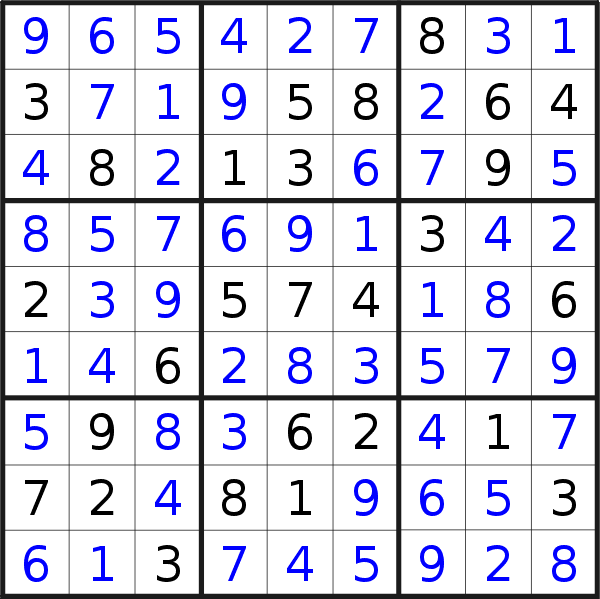 Sudoku solution for puzzle published on Monday, 16th of April 2018