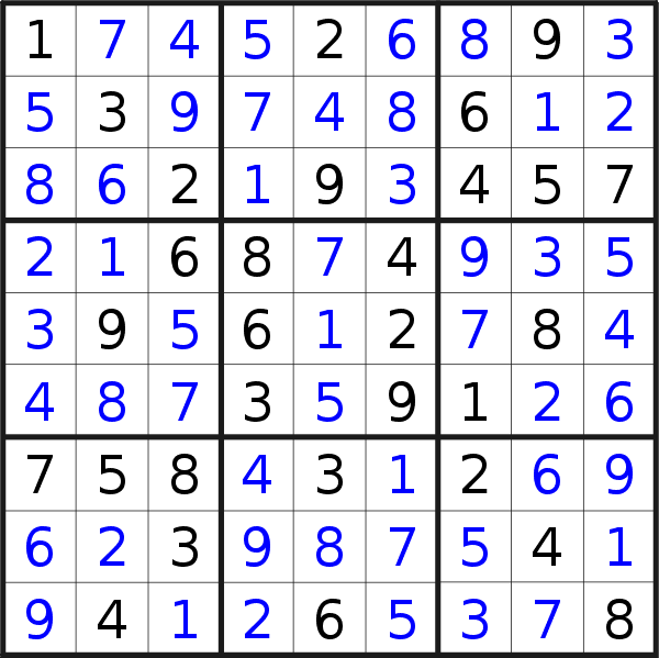 Sudoku solution for puzzle published on Friday, 20th of April 2018