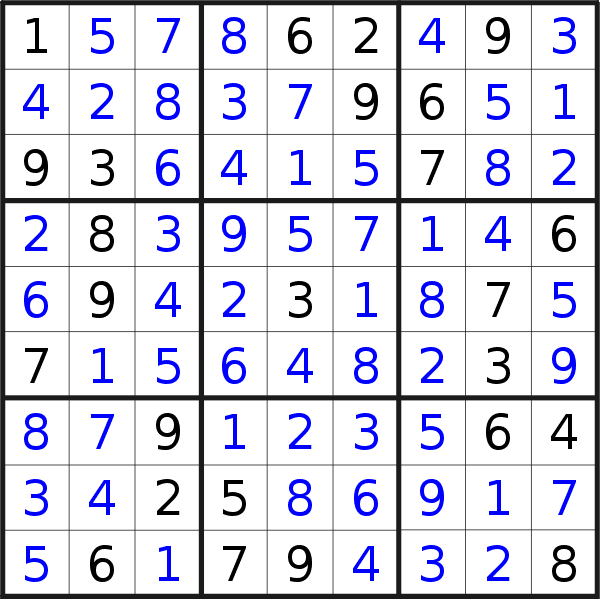 Sudoku solution for puzzle published on Saturday, 21st of April 2018