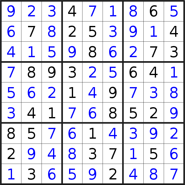 Sudoku solution for puzzle published on Sunday, 22nd of April 2018