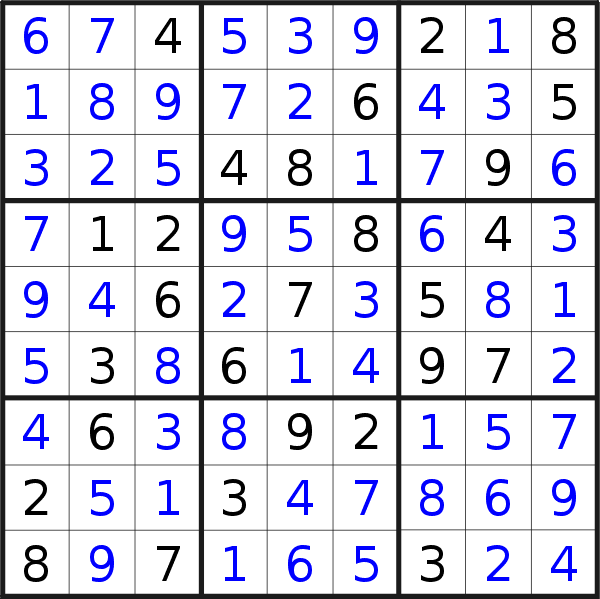 Sudoku solution for puzzle published on Monday, 23rd of April 2018