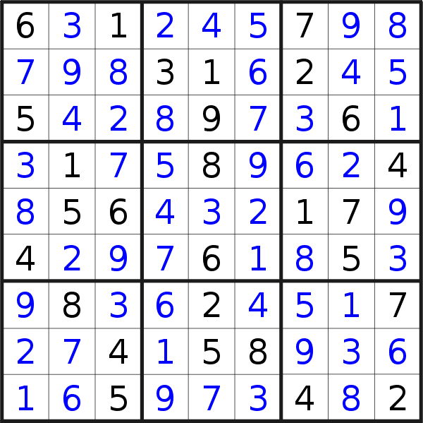 Sudoku solution for puzzle published on Tuesday, 24th of April 2018