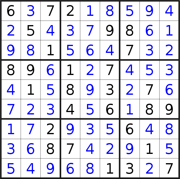 Sudoku solution for puzzle published on Saturday, 28th of April 2018