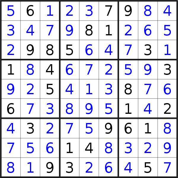 Sudoku solution for puzzle published on Sunday, 29th of April 2018
