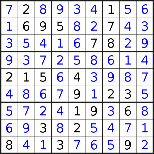 Sudoku solution for puzzle published on Thursday, 3rd of May 2018