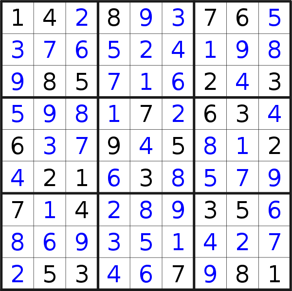 Sudoku solution for puzzle published on Friday, 4th of May 2018