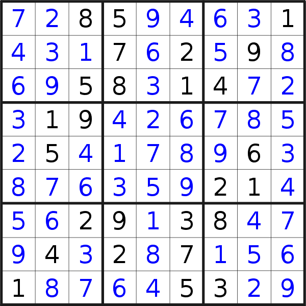 Sudoku solution for puzzle published on Saturday, 5th of May 2018