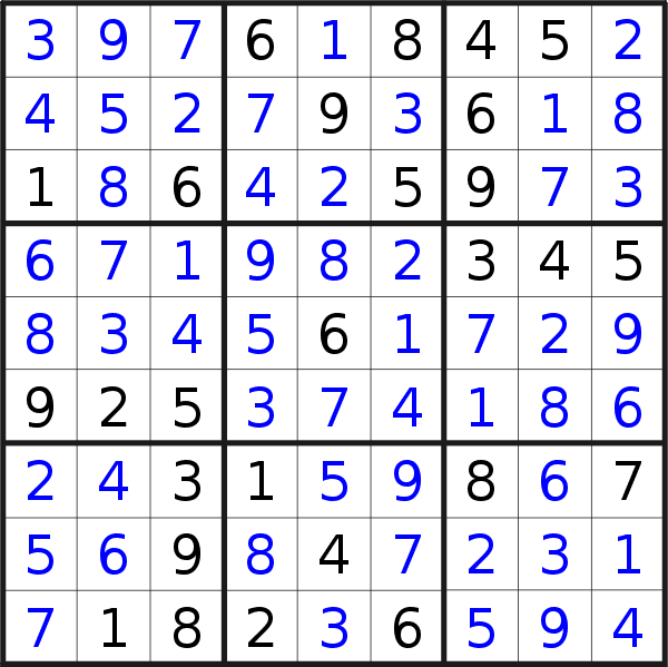 Sudoku solution for puzzle published on Monday, 7th of May 2018
