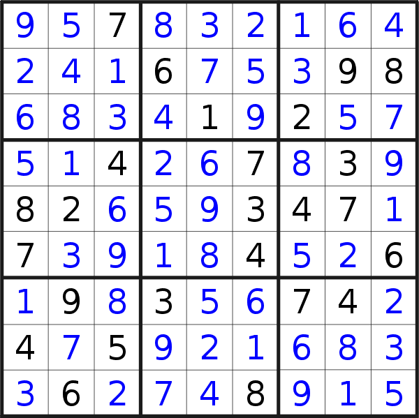 Sudoku solution for puzzle published on Wednesday, 9th of May 2018