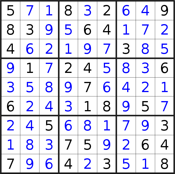 Sudoku solution for puzzle published on Friday, 11th of May 2018
