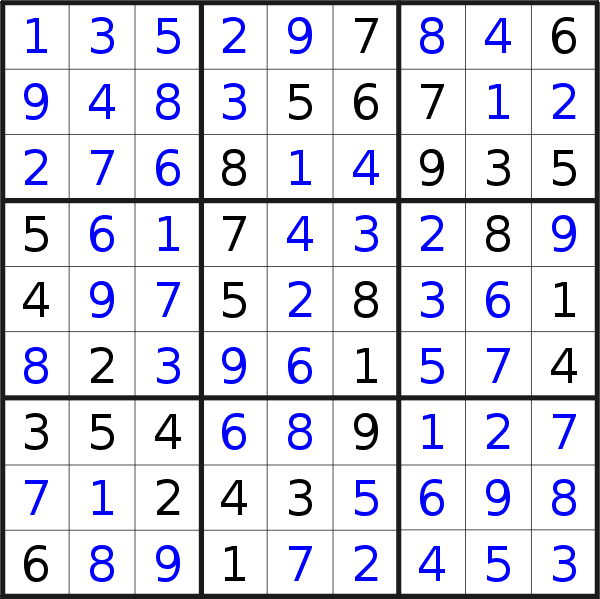 Sudoku solution for puzzle published on Saturday, 12th of May 2018