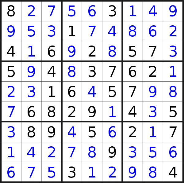 Sudoku solution for puzzle published on Sunday, 13th of May 2018