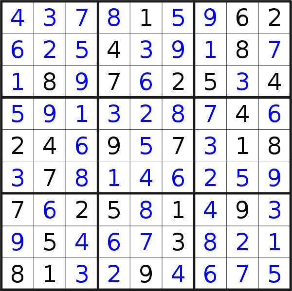 Sudoku solution for puzzle published on Wednesday, 16th of May 2018