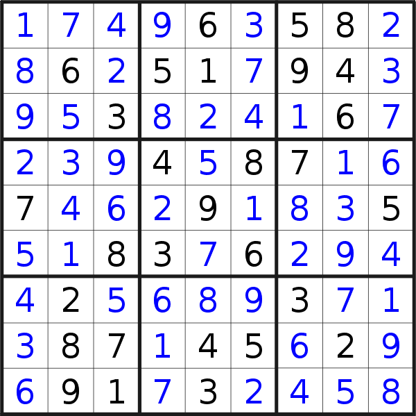 Sudoku solution for puzzle published on Thursday, 17th of May 2018