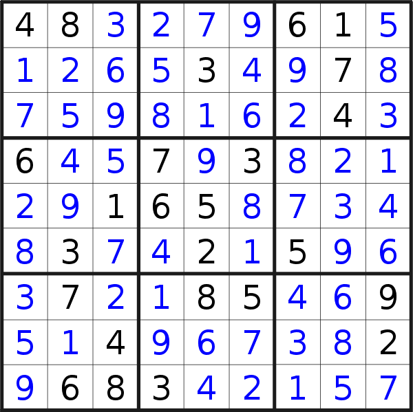 Sudoku solution for puzzle published on Friday, 18th of May 2018