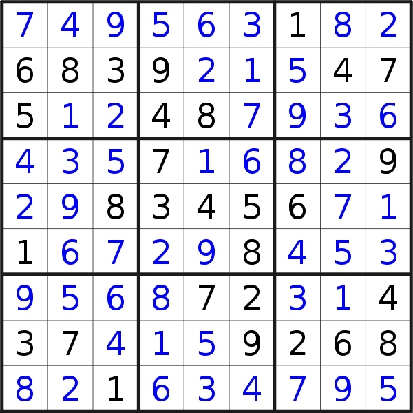 Sudoku solution for puzzle published on Sunday, 10th of June 2018