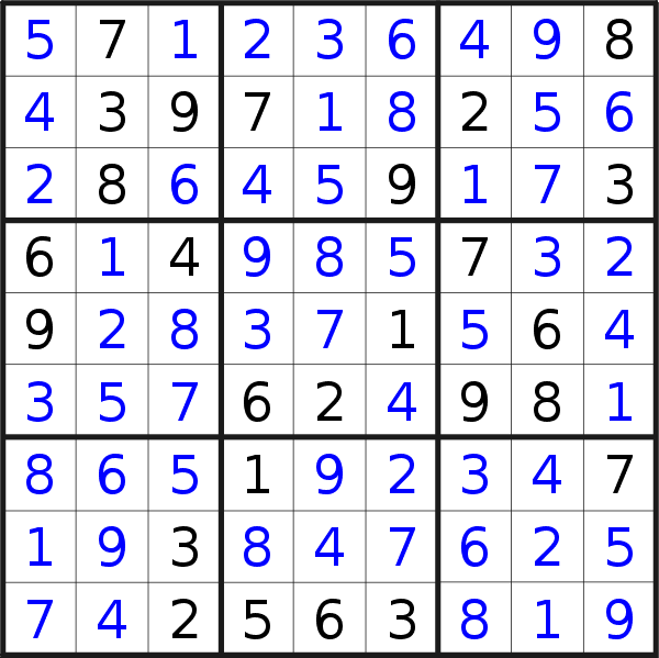 Sudoku solution for puzzle published on Tuesday, 12th of June 2018