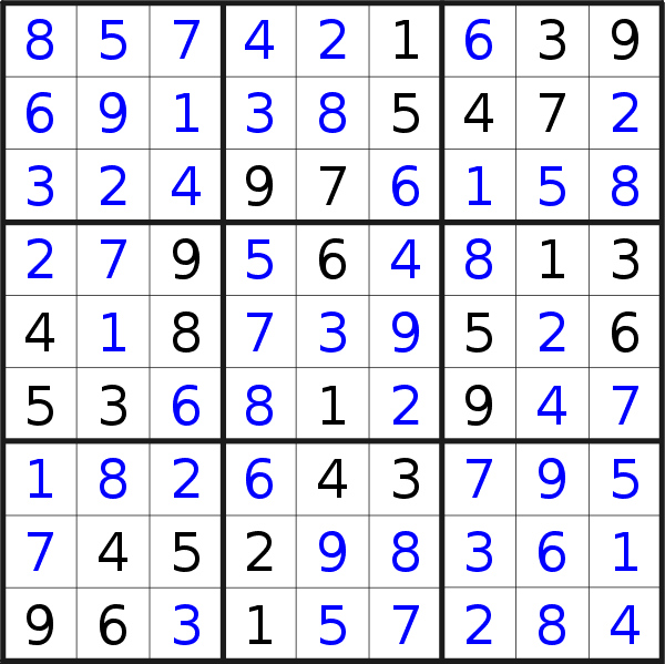 Sudoku solution for puzzle published on Sunday, 17th of June 2018