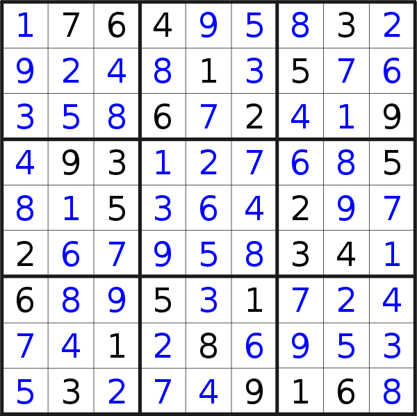 Sudoku solution for puzzle published on Tuesday, 19th of June 2018