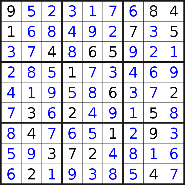 Sudoku solution for puzzle published on Wednesday, 20th of June 2018