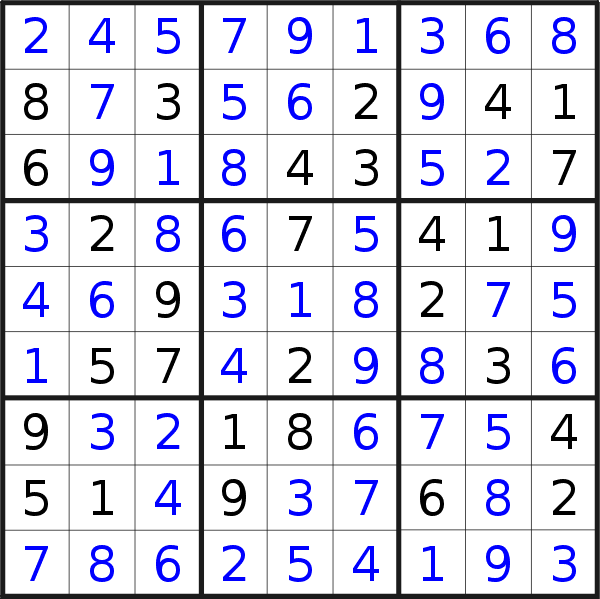 Sudoku solution for puzzle published on Thursday, 21st of June 2018