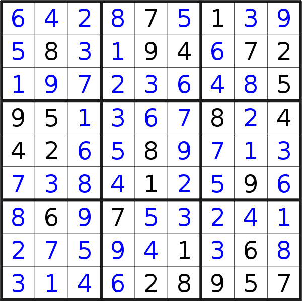 Sudoku solution for puzzle published on Saturday, 23rd of June 2018