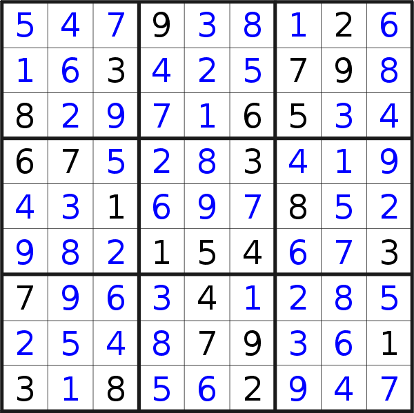 Sudoku solution for puzzle published on Tuesday, 26th of June 2018