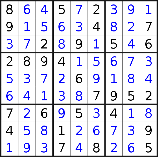 Sudoku solution for puzzle published on Wednesday, 27th of June 2018