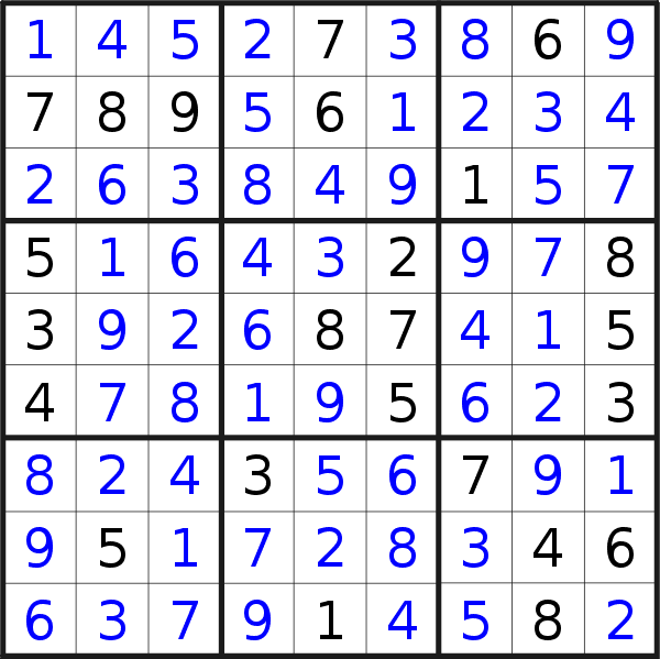 Sudoku solution for puzzle published on Saturday, 30th of June 2018