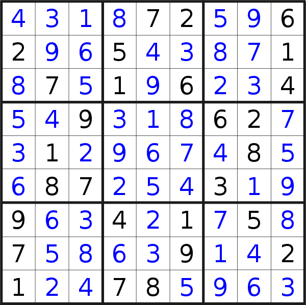 Sudoku solution for puzzle published on Monday, 2nd of July 2018