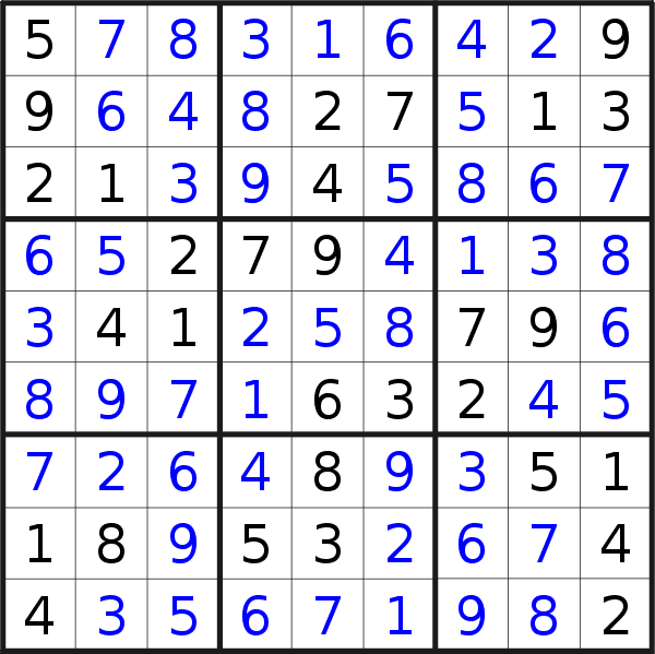 Sudoku solution for puzzle published on Tuesday, 3rd of July 2018
