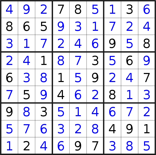Sudoku solution for puzzle published on Thursday, 5th of July 2018