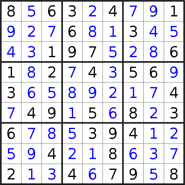 Sudoku solution for puzzle published on Friday, 6th of July 2018